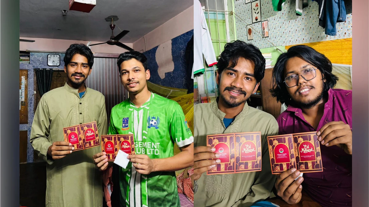ঢাবির এ এফ রহমান হলে ছাত্রদল নেতা আহসান হাবিবের উদ্যোগে শিক্ষার্থীদের মাঝে ঈদ কার্ড ও সীড প্যাকেট বিতরণ