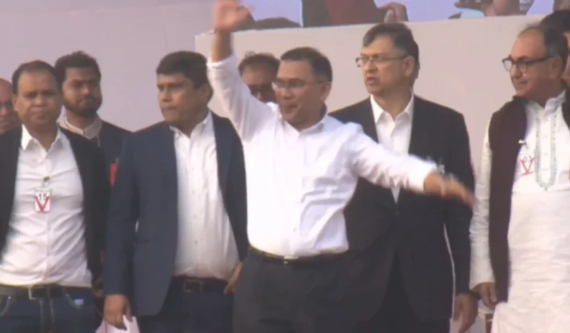 তারেক রহমানকে গণ সংবর্ধনা দেওয়া হয়েছে রাজধানীতে