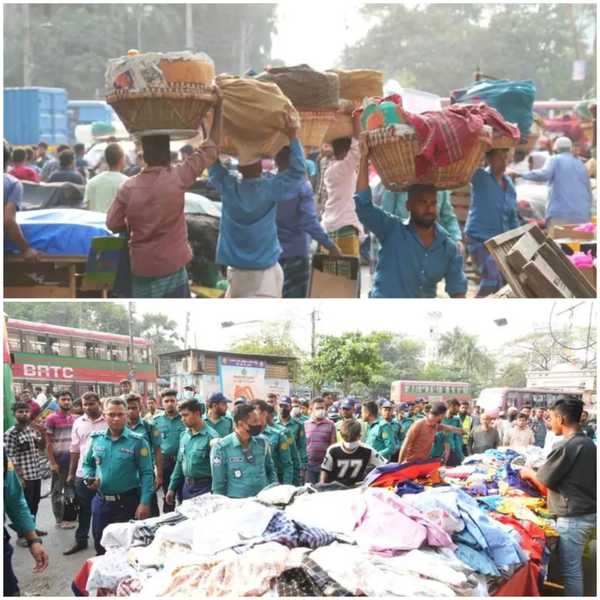 ডিএমপি কর্তৃক গুলিস্তান এলাকায় অবৈধ ভাসমান দোকান ও হকার উচ্ছেদে বিশেষ অভিযান