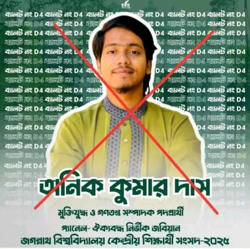 জকসু নির্বাচনে অনিক কুমার দাসকে বয়কট ঘোষণা রসায়ন বিভাগের শিক্ষার্থীদের